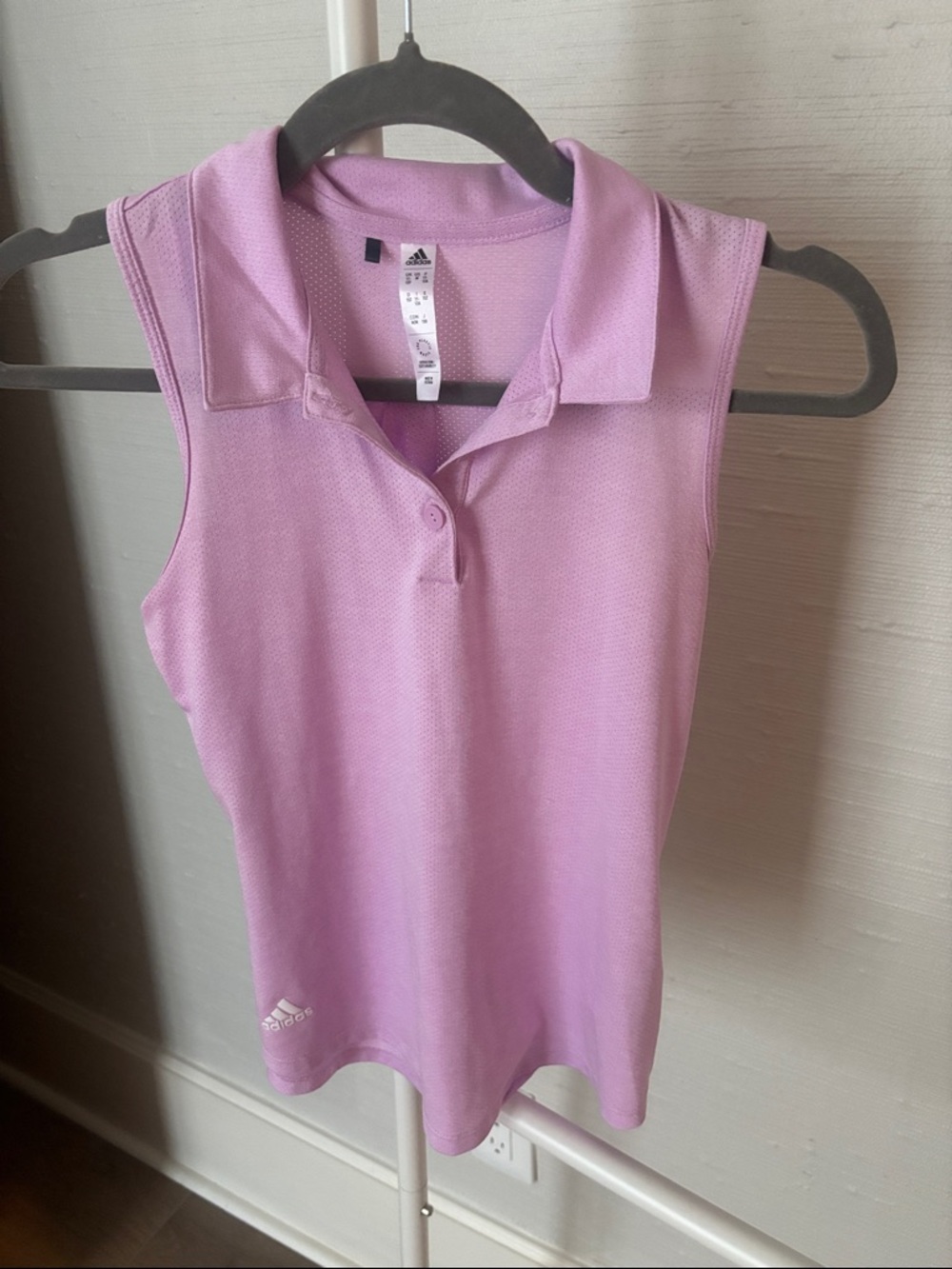 adidas girls Sleeveless Polo Tank Top in Light Pink